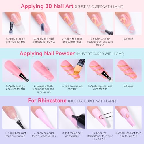 Makartt 15g 3D Nail Gel & Chrome Nail Powder Kit for Sculting and Drawing - color: A05-clear & chrome