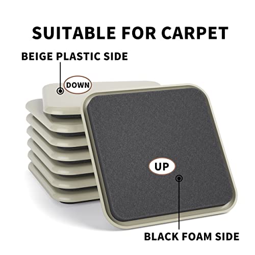Yelanon Furniture Sliders, 8 pcs-4 3/4” Square Beige Furniture Sliders for Carpet, Heavy Duty Furniture Movers Sliders, Reusable Furniture Moving Pads, Floor Protectors for Carpet - size: 8pcs 4.75"beige
