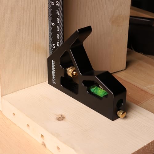 PEC Tools 2-Piece 12" Aluminum Combination Square Set - with Bubble Level and Draw Pin, Laser-Etched Markings for Accurate Measurement, Includes Both Inch&mm, Measuring Tool for Woodworking