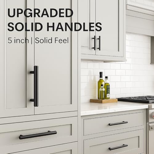 35 Pack Black Cabinet Handles 3 inch, Stainless Steel Drawer Pulls, Precise Hole Spacing ±0.1mm, Complete Screws Included, Rust-Resistant for Kitchen Cabinet Upgrade & Apartment Renovation,5 In Length - color: Matte Black, size: 3 inch Hole Center