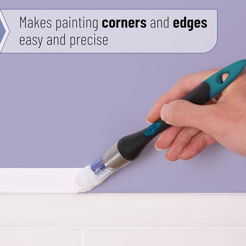 Bates- Trim Brush, 0.75 Inch, Edge Painting Tool, Trim Paint Brushes, Trimmer Edger, Trim Brush - color: Cyan-black, size: 0.75 inch, 1 Pack