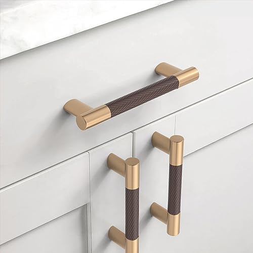 Champagne Bronze & Brown Knurled Kitchen Cabinet Pulls 3.75 Inch 10 Pack - color: Brown and Champagne, size: 3.75" Hole Center