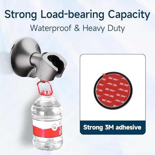 BRIGHT SHOWERS Strong Adhesive Shower Head Holder with Dual Angle Adjustable, Wall Mounted Handheld Shower Bracket, Easy Installation, Screw Mounting Options, Brushed Nickel - color: Brushed Nickel, style: Adhesive & Screw - 2 Angles