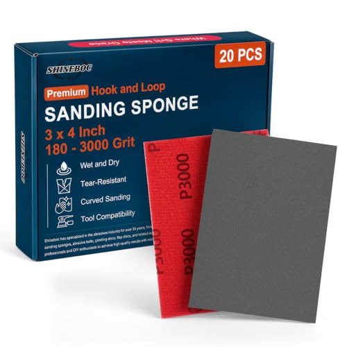Shinboc 20 PCS Sanding Sponge 3000 Grit, Hook and Loop Sandpaper Block - style: 3000 Grit