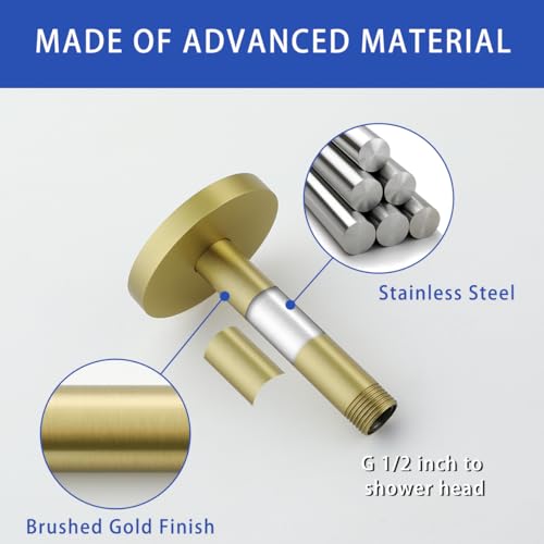 Wall Mounted Stainless Steel Shower Arm Shower Head Extension Pipe Bathroom Accessories 4 Inch Brushed Gold,SW-RD91038-4BG. - color: Circular Flange-4" Brushed Gold