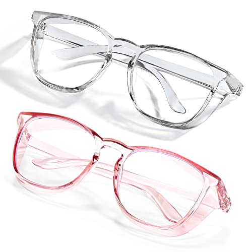Safety Glasses Goggles for Women Girls Anti Fog Protective Eyewear Glasses - color: Pink+clear