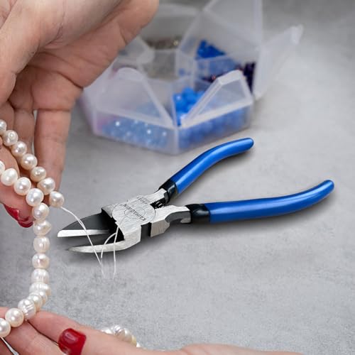 KAIHAOWIN Wire Cutters 5-Inch and 6-Inch Set Flush Cutters Ultra Sharp Spring Loaded Wire Snips Clippers Cutting Pliers for Crafting Jewelry Making-2 PCS - size: 5 inch + 6 inch
