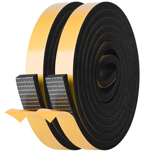 Self Adhesive Foam Tape Weatherstrip 1in x 3/8in x 33Ft High Density Foam Insulation Strips Foam Seal Weather Stripping with Strong Adhesive for Door and Window Sound Isolation Soundproofing - size: 1in x 3/8in x 33Ft