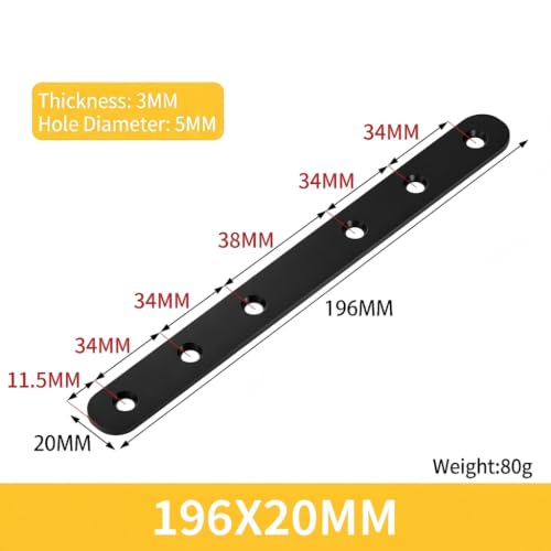 4 Pack Flat Straight Brackets, 196mm/7.7" Black Mending Plates - color: Black, size: 196mm/7.7"