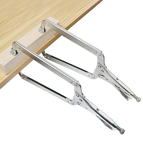 2 Pack 18 Inch C Clamp Locking Pliers,Locking C Clamp, Adjustable Nickel Plated C Pliers For Wood Working, Welding, Electrician Maintenance and more, by GENHAKON - size: 2 Pack 18 Inch