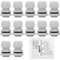 MAKERELE 1/2 NPT Nylon Cable Gland Strain Relief Connector Waterproof IP68 - color: Grey, size: 1/2" 12pcs BAG
