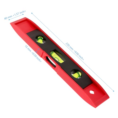 15 Pack 9 Inch Magnetic Torpedo Level with 45, 90, 180 Degree Bubbles, Plastic Shell Shock Resistant Torpedo Level, Red Spirit Level Measuring Tool - color: Red, size: 15PCS