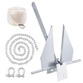 VEVOR Fluke Style Anchor Kit,Hot-Dipped Galvanized Steel Fluke Anchor with 7.9' Chain - size: 8.5 lbs