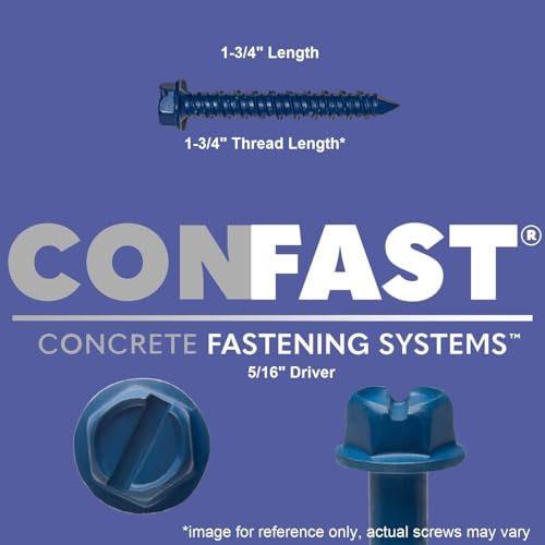 CONFAST 1/4" x 1-3/4" Hex Head Concrete Screw Anchor with Drill Bit for Anchoring to Masonry, Block or Brick (100 per Box) - size: 1/4" x 1-3/4"