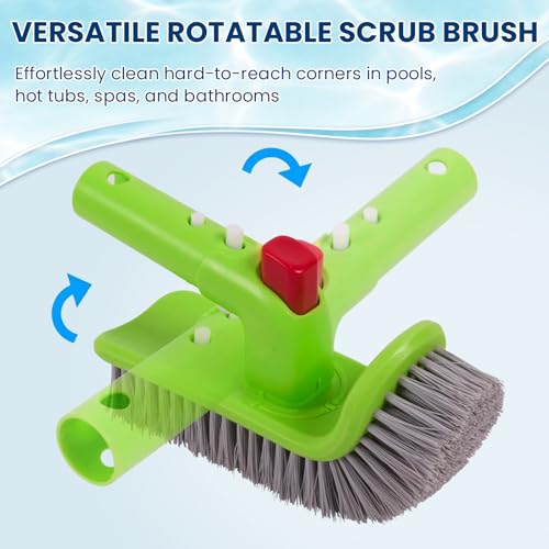Sepetrel 3-Piece Pool Cleaning Kit (No Pole), 17.5" Aluminum Wall Brush, Leaf Skimmer Net with Rubber Edge and 90° Rotatable Scrub Brush for Above Ground Pools and Vinyl Liners - size: Rubber Edge Rake(No Pole)