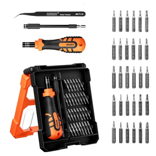JAKEMY Portable Precision Screwdriver Set, 33 In 1 Mini Manual Screwdriver Set Include 30 Magnetic Screwdriver Bits, ESD Tweezer and Flexible Shaft for Computer, Phone, Watch, Eyeglass, PS5 - color: Jm-fo033