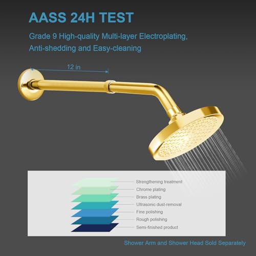 OFFO Shower Head Extension Arm, Shower Arm Extension Shower Head Extender Made of 304 Stainless Steel Shower Pipe Extension, Bright Gold 12 in - color: Bright Gold, style: 12 in