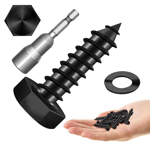 (20Sets) 1/4" x 1" Hex Head Lag Bolts, Heavy Duty Lag Screws with Washers, 304 Stainless Steel Bolts 18-8, Lag Screws Wood Screws, Fully Thread Black Oxide, 1/4 Bolt by Mywish - size: 1/4 x 1" (20 set)