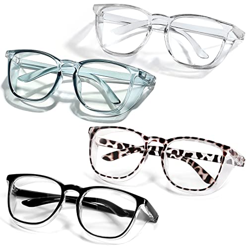 Safety Glasses Goggles for Women Girls Anti Fog Protective Eyewear Glasses - color: 4 Pack: Blue+black+tortoise+clear