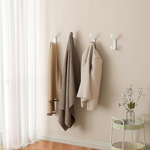 Coat Hooks Wall Mount,Heavy Duty Wall Hooks for Backpack,Towel,White 4 Pack - color: White, size: 4 Pack