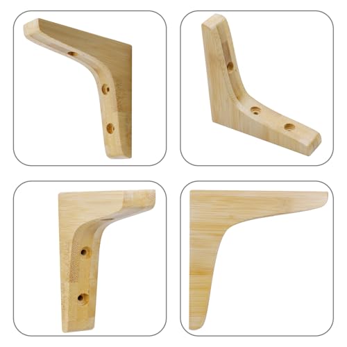 Antrader 2PCS Wooden Shelf Brackets,L Shape,3.74"×3.74"×0.79",Light Brown - color: Light Brown, size: 3.74"×3.74"×0.79",2pcs