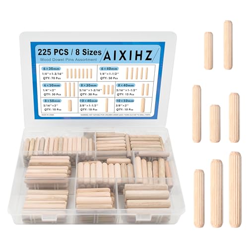 Fluted Wood Dowels Kit 1/4 3/8 5/16 Inch