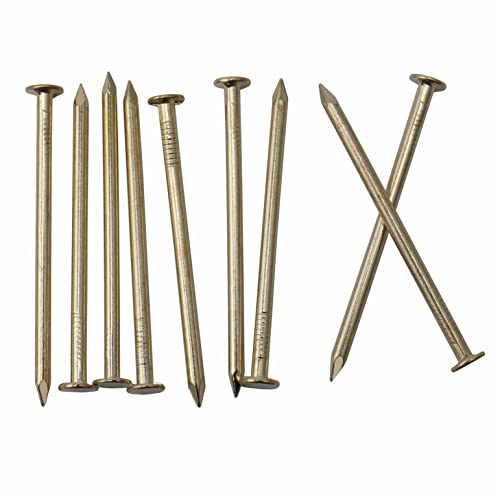 JEGONFRI 120PCS 2" x 13Ga Brass Plated Nails for Hanging Pictures &Woodwork - color: Gold, size: 2 In , 120 Pcs