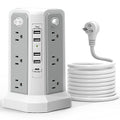 Surge Protector Power Strip Tower (13A 1625W) with PD 20W USB C Port 10FT - style: Gray-13A-4A1C