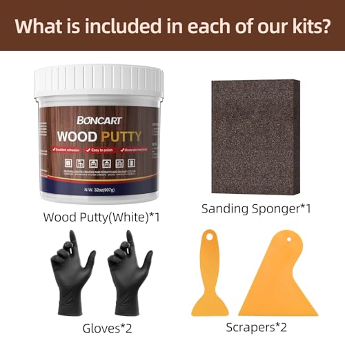 Boncart Wood Filler, 32 OZ White Wood Putty - color: 32OZ White