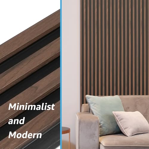 Art3d 96 x 6 Inch 3D Fluted Wood Textured Slat Wall Panel, 8-Pack, Walnut - color: WPC Walnut, size: 96*6