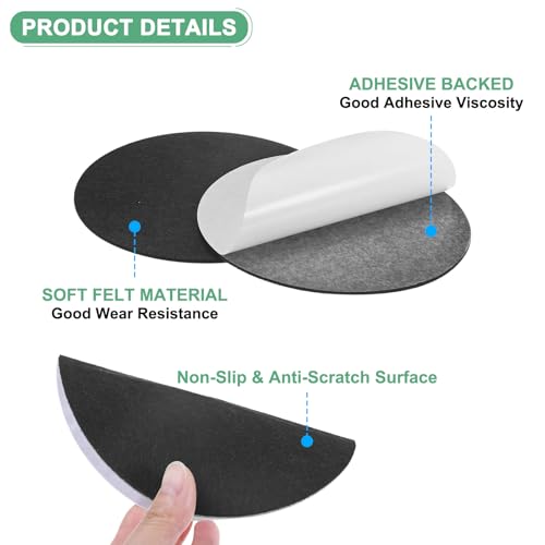 M METERXITY 30-Pack Lamp Base Felt, 5.5 Inch Dia. 2mm Thick Self Adhesive Round Fabric Felt Pads for Lamp/Furniture/DIY, Non-Slip Fiber Backed Patch Circles with Adhesive Backing [Black] - color: Black, size: 5.5" Dia