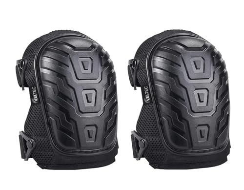 Veltec Premium Knee Pads for Work with Soft Foam and Gel Cushion - Heavy Duty Pads & Adjustable Non-Slip Straps - Pro Protection & Comfortable for Construction, Gardening, Flooring, Roofing and More