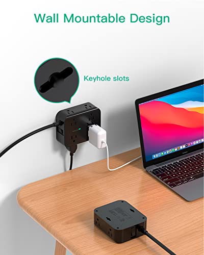Power Strip Surge Protector, Flat Plug, Wall Mount - size: 5 FT