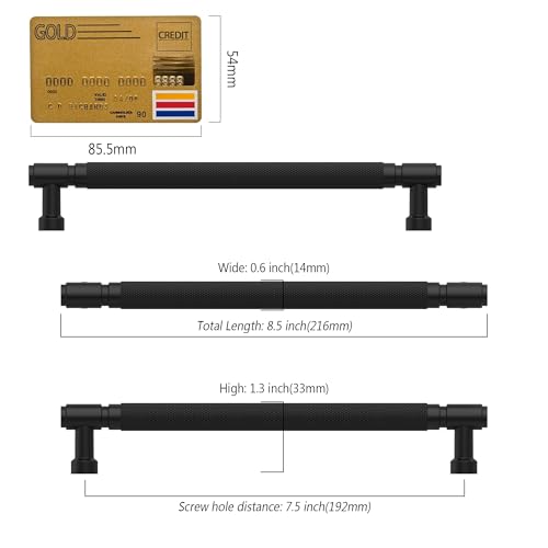 Amerdeco 10 Pack Matte Black knurled Cabinet Pulls 7.5" | Drawer Pulls Cabinet Hardware Kitchen Cabinet Handles for Bathroom ZH0072 - color: Matte Black, size: 7.5" hole center