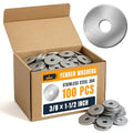 ALBO 100 Pcs 3/8" x 1-1/2" 304 Stainless Steel Fender Flat Washers - size: 3/8"x1-1/2" - 100pcs