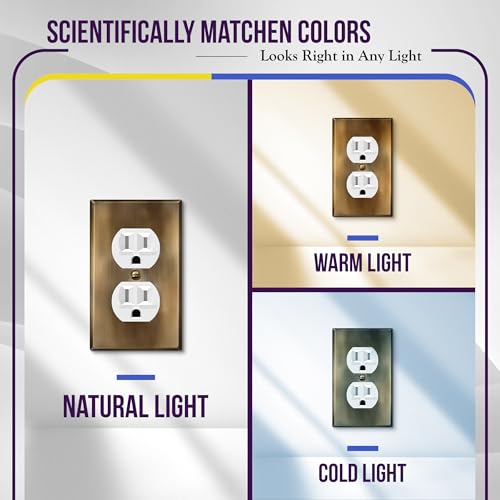 ENERLITES Duplex Receptacle Outlet Metal Wall Plate, 1-Gang, Antique Brass - color: Antique Brass, size: Standard Size