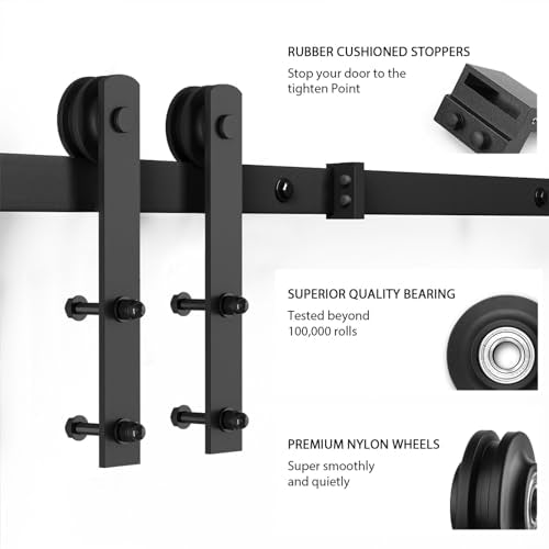 SMARTSTANDARD 6.8 FT Heavy Duty Sturdy Sliding Barn Door Hardware Kit,Black - size: 6.8 Feet