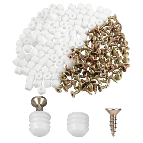 InnoHHustle 100 Sets Plastic Dowel Inserts and Mounting Screws, White