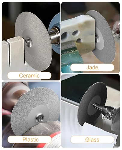 25Pcs Diamond Grinder Bit and Cutting Wheel Set for Dremel, 20 Pcs Grinding Burr Drill Bit with 1/8 Inch Shank, 5 Pcs Cutting Wheel with 2pcs 3mm Mandrel for Rotary Tool - size: 25 Pcs