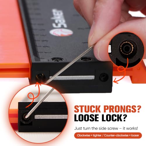 Saker Contour Gauge Profile Tool with Adjustable Lock 10 Inch Orange | Gifts for Men Women Father Dad Boyfriend Husband,Precisely Copy Irregular Shape Duplicator,Cool Gadgets for Woodworking - style: 10 INCH