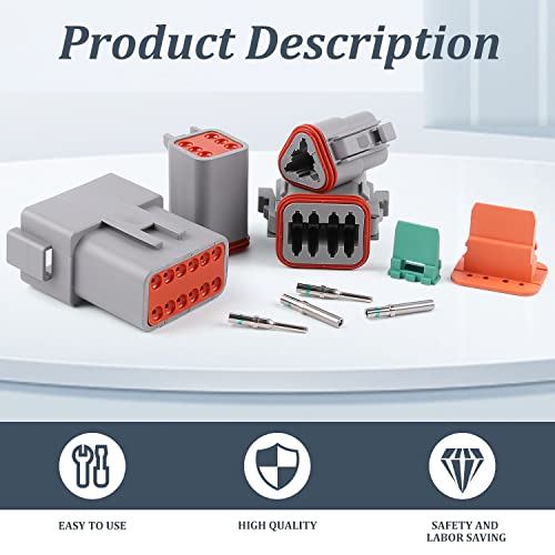Newdeli 338 pcs Deustch Connector Kit 2 3 4 6 8 12 Pin Connectors with Deutsch Crimping Tool and DT Connector Removal Tool Size 16 Solid Terminal Contacts(14-20AWG) - size: DT Connector 338 Pcs Multi-Pin Kit