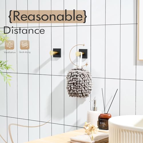 KOKOSIRI Robe Hooks Bath Towel Hooks for Wall Closet Kitchen Hanging Towels Bathroom Hardware Black with Gold Stainless Steel 2 Pack, B1016GDK-P2 - color: Black Gold, size: 2 Pack