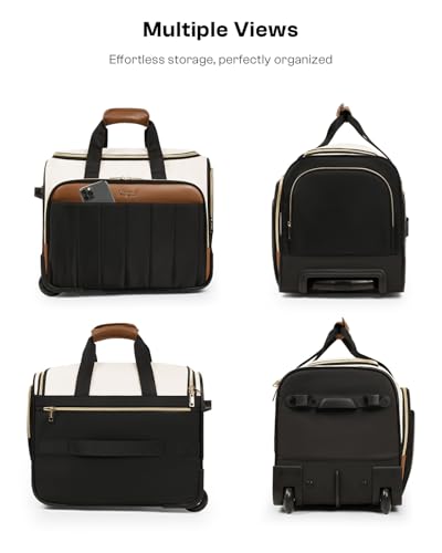 Arcoyard Rolling Craft Bag, Rolling Teacher Bag with Wheels, Beige Brown - color: Beige Brown