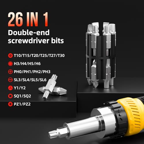 SHARDEN 26-in-1 Ratcheting Screwdriver Set Multi Screwdriver Tool Kit - color: Yellow, size: Ratchet-NonExtendable