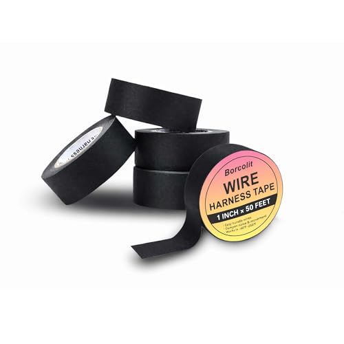 High Temp Self-Adhesive Wiring Harness Tape Durable Automotive Electrical Protection Tape Noise Damping Easy Application 1" x 50 ft 5 Rolls（33 mm x 15 m） - size: 1 in x 50 ft（5 Rolls）, style: 0.33mm-Thickness