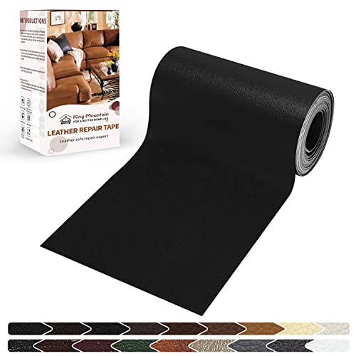 KING MOUNTAIN Leather Repair Patch,4 x 63 Inches self Adhesive Leather Repair Tape for Damaged Leather Furniture, Sofa Seating,Car Seats, Leather Goods（Fine Grained Black） - color: Fine Grained Black, size: 4" x 63"