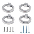 4Pcs Silver Zinc Alloy Cabinet Ring Knobs, Modern Round Drawer Pulls with Mounting Screws, Single Hole Dresser Handles for Kitchen Furniture, Wardrobe and Bathroom Hardware - color: Chrome