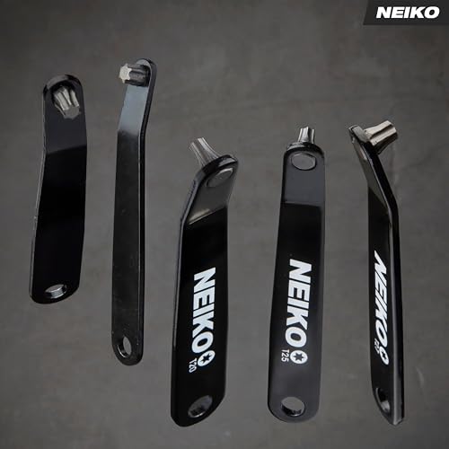 NEIKO 01325A Ultra Low Profile Offset Screwdriver Torx Set, 5 Pc, Heavy Duty S2 Steel Construction, 10mm Bit Depth, Angled Hex Bit, Bent Screwdriver for Tight Spaces, Allen Wrench Keychain - style: Torx