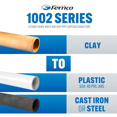 Fernco P1002-55 Flexible PVC Pipe Coupling for Clay to Cast Iron, Plastic or Steel Plumbing Connections