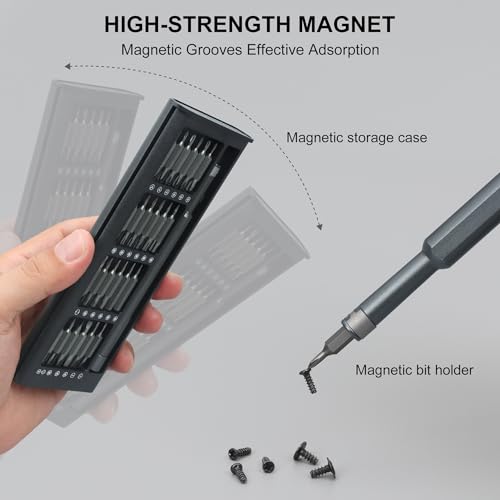 SHARDEN Precision Screwdriver Set for Electronic Repair 49 in 1 | Small Screwdriver Set, Magnetic Repair Tool Kit for Laptop, iPhone, Cell Phone, PC, MacBook, Computer, PS5, Glasses, Watch - color: 49 in 1 Grey